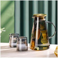 Classic Large Capacity Glass Household Fruit Tea Kettle with Handle Coffee Maker Tea Set 1800ml/63.4oz Easy To use(Gray,With cup) by Unknown