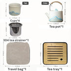 Chinese Tea Set – White Porcelain Gongfu Teapot, with 4 White Cups & Tea Tray & Tea Strainer, Travel Tea Set with Carrying Case for Tea Ceremony, Daily Tea Ritual, Asian Style Gift - Image 2