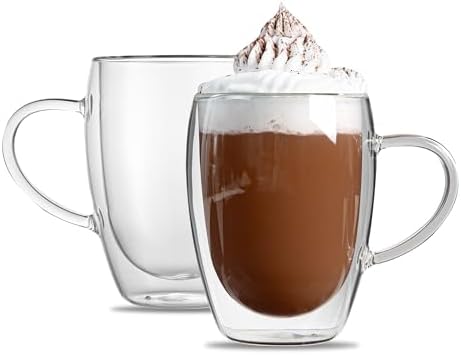 Restaurantware Glass Espresso Cups 12 Count 12 Ounces Borosilicate Double Wall Glass Coffee Mugs Insulated Clear Tea Drinkware for Hot or Cold Beverages - Image 2