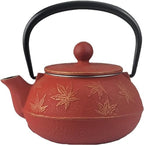 Iwachu 45664 Teapot Type 3 Maple Gold/Red Tea 0.32L Inner Enamel Nambu Ironware by Iwachu