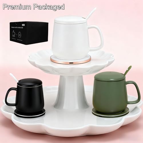 Smart Temperature Control Mug, 13 Oz Premium Ceramic Coffee Cup with 15W Wireless Charger, Charges Phones, Ceramic White - Image 6