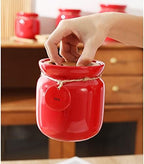 Coffee Bean Container Big Red Ceramic Jar with Bamboo Lid Round Storage Jar Storage Jar Tea Coffee Bean Sealed Jar for Beans, Grounds, Tea, Sugar(1900ml) - Image 6