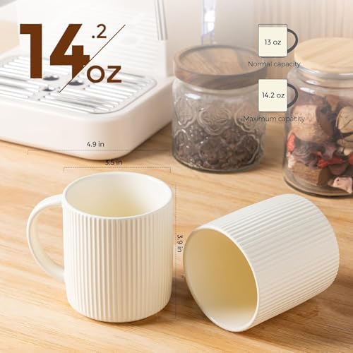 theterra Ceramic Coffee Mugs Set of 4, 14.2 oz Coffee Cups with Handle - Image 2