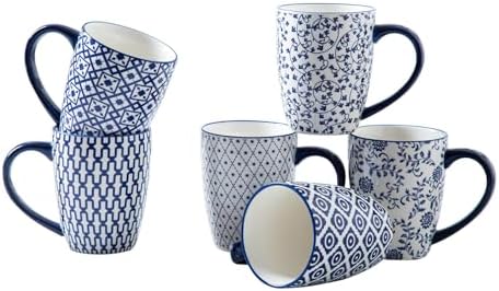 16 OZ Ceramic Coffee Mugs Set of 6 by Cerkik