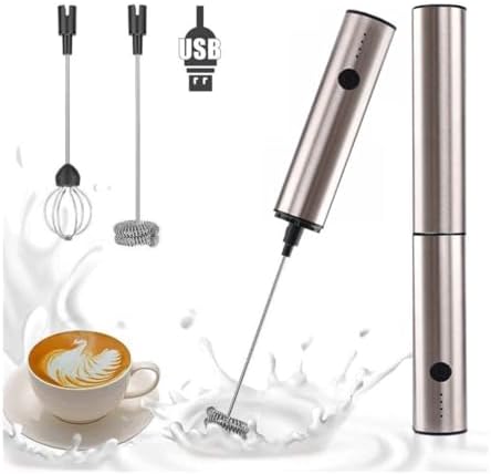 Handheld Electric Milk Frother, 3 Speed Stainless Steel Foam Maker, USB Rechargeable with Charging Base, 2 Whisks, LED Battery Indicator - for Coffee, Latte, Cappuccino, Hot Chocolate - Image 3