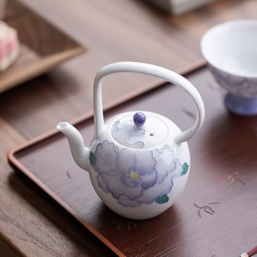 Tea Kettle Purple Peony Handle Teapot New Chinese Simple Teapot Exquisite Afternoon Teapot Single Pot Kung Fu Tea Set Tea Cup Ceramic Tea Infuser - Image 5