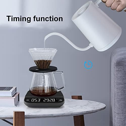 Tyenaza Coffee Scale, Digital Kitchen Scale, 3KG Large LED Backlit Coffee Scale Dual Units USB Charging Timing Function Scale for Home Kitchen Cafe - Image 4