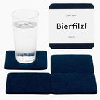 Graf Lantz - Bierfilzl Merino Wool Square Coasters Set of 4 - Marine (4"x4"x5mm) - Absorbs 30% of Weight - Natural German Wool - Heat Resistant, Sustainable, Reusable - Home Decor, Coffee Table Decor by GrafLantz