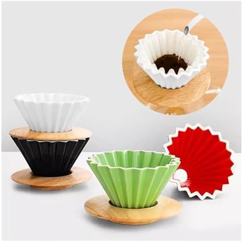 Ceramics V Shape Brewing Coffee Filter Cup For Pour Over Barista 60 Degree Dripper Cone Drip Funnel(WHITE SET) - Image 2