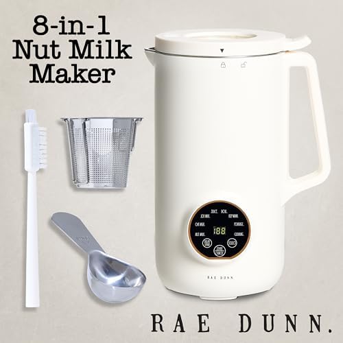 Rae Dunn 8-in-1 Nut & Plant Milk Maker – Almond, Oat, Soy & More – 800ml Cold / 700ml Hot – Automatic, Delay Start, Self-Clean – Includes Stirrer, Measuring Cup & Brush, Cream - Image 2