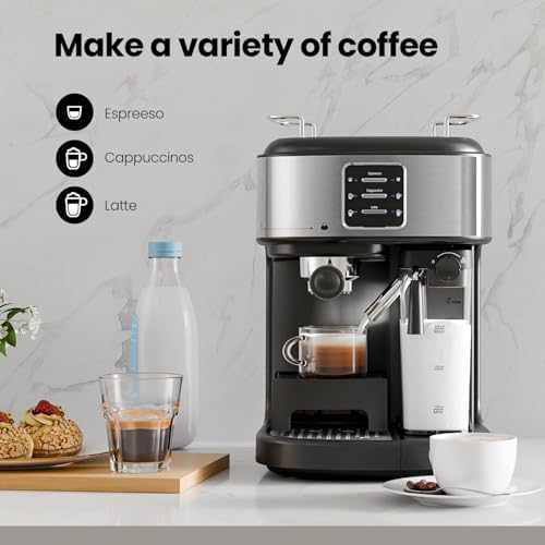 Electactic 20 Bar Professional Compact Espresso Cappuccino Machine with Auto Milk Frother, Stainless Steel Coffee Maker for Cappuccino, Latte - Image 6