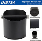 DIBTSA Large Size Coffee Knock Box, Espresso Knock Box Stainless Steel Espresso Machine Accessories with Removable Knock Bar and Non-Slip Base Coffee Grounds Container Bin (Black) - Image 3