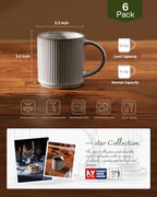 famiware Coffee Mug Set of 6, Star 12 oz Ceramic Mugs Cups Set with Handle - Image 5