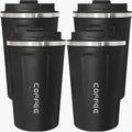 4 Pack Travel Coffee Mug 17oz Insulated Coffee Cup with Lid, Reusable Thermal Coffee Cup Stainless Steel Coffee Tumbler to Keep Hot & Cold Drinks for Car, Daily, Travel and Gifts, Black by Unknown