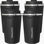 4 Pack Travel Coffee Mug 17oz Insulated Coffee Cup with Lid, Reusable Thermal Coffee Cup Stainless Steel Coffee Tumbler to Keep Hot & Cold Drinks for Car, Daily, Travel and Gifts, Black by Unknown
