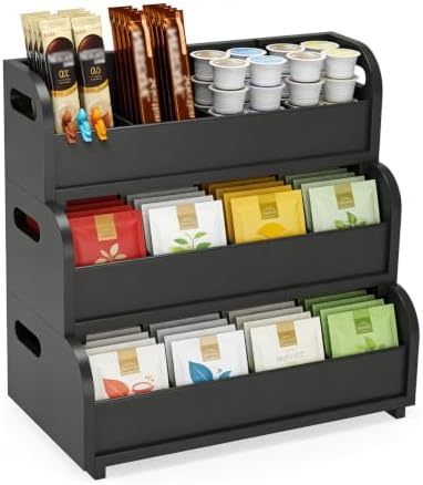 3 Layer Stackable Bamboo Tea Bags Organizer Storage Rack by Unknown