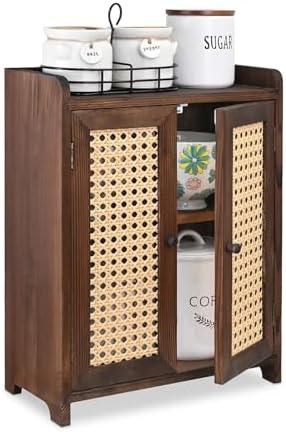 Ikee Design Wood Storage Cabinet with Rattan Doors, with Removable Shelves by IkeeDesign