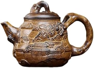 Tea Kettle Retro Stoneware Relief Gourd Teapot Home Chinese Tea Maker Ceramic Tea Infuser by Unknown