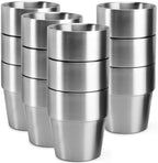 Beasea Stainless Steel Cups 10 oz, 12 Pack Small Stackable Insulated Bulk Stainless Steel Tumbler Cups for Drinking Double Wall Metal Pint Glasses Tin Cups for Home Restaurant Office Party Camping by Beasea