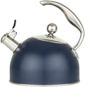 Viking 3-Ply Stainless Steel Tea Kettle, 2.6 Quart Stovetop Hot Water Pot with Tempered Glass Lid, Ergonomic Handle, Induction Ready, Slate and Blue by Unknown