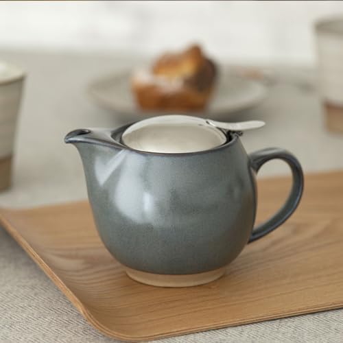 Zero Japan Bee House Round Teapot For One, 15 Oz - Ceramic Tea Pot with Stainless Steel Lid and Infuser, Dishwasher and Microwave Safe Tea Pots (Stone Gray) - Image 2