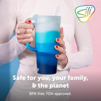 Silipint 32oz Silicone Humbler Tumbler with Handle, Flip Lid and Straw – BPA-Free, Non-Toxic, Unbreakable, Microwave, Dishwasher Safe – Perfect for Tea, Cold Water, Blizzard - Pack of 2 - Image 4