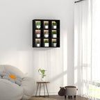 Helsin 9 Grid Vintage Coffee Mug Display Rack, 16inch Wall Mounted Wooden Curio Shadow Box Shelf, Cup Floating Shelves Display and Organizer (Black) - Image 5