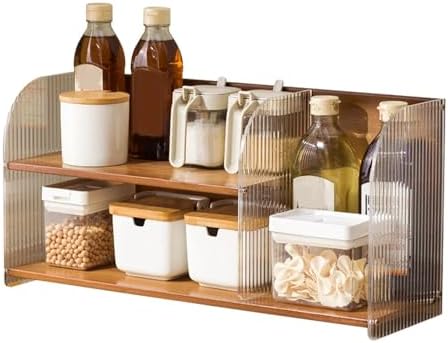 2-Tier Wooden Mug Holder Countertop, Bamboo Counter Shelf for Tea Coffee Bar Accessories, Matcha Stand, Kitchen Condiment Storage Rack,Coffee Station Organizer for Cabinet,Natural by Unknown