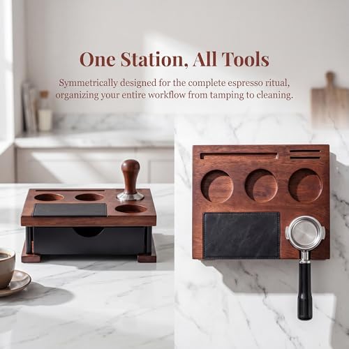 Espresso Knock Box With 60mm Tamping Station For Breville Espresso Accessories Adjustable Portafilter Height, Detachable Coffee Dump Bin （Storage seat only） - Image 5