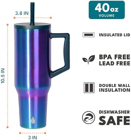 Elemental Spill Proof 40oz Insulated Tumbler with Handle & Straw Travel Mug - Image 2