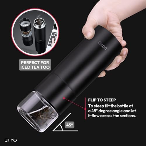 Ukiyo Steel Premium Stainless Steel and Glass Tea & Fruit Infuser Bottle - Travel Tumbler with Stainless Steel Filter - Image 6