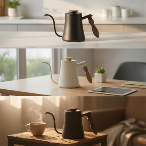 Stainless Steel Gooseneck Coffee Kettle, White - Image 3