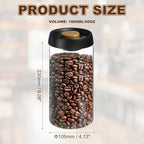 uxcell Coffee Vacuum Container, 1800ml/60oz Glass Coffee Bean Storage Container with Lids for Spices Biscuits Loose Leaf Tea, Black Gold Tone - Image 2