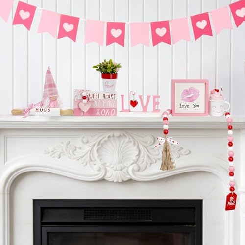Pink Valentine's Day Decorations 8 PCS Tiered Tray Decor Set for Home - Image 6