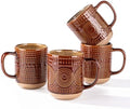 GBhome Large Coffee Mugs Set of 4, 16oz Handmade Stoneware Coffee Mugs Set with Large Handle for Cappuccino/Latte/Tea/Hot Cocoa, Dishwasher & Microwave Safe, Caramel by GBhome
