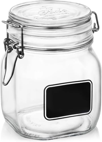 Bormiolio Rocco Clear Jar with Chalkboard, 25.3 Oz (Pack of 5) by Bormioli+Rocco