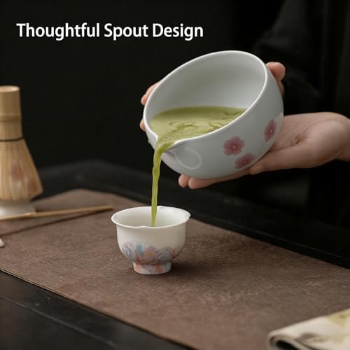 Matcha Whisk Set,8 Pcs Ceramic Matcha Set,Matcha Kit for Matcha Lovers,Tradition Tea Set Includes Bowl,Bamboo Whisk and Holder,Scoop,Sifter and Towel,Gift for Family and Friend (Light blue) - Image 7