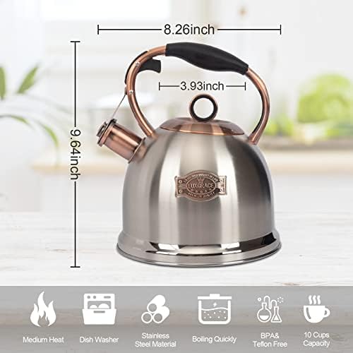 Whistling Stovetop Tea Kettle Food Grade Stainless Steel, Hot Water Fast to Boil for Stove Top-3.0Q - Image 6