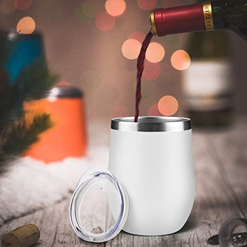 MEWAY 12oz/4 Pack Wine Tumbler Glasses with Lid - Stemless Double Wall Vacuum Stainless Steel Travel Tumbler - Keeping Cold & Hot for Wine,Coffee,Cocktails,Drinks-Family and Gifts (White,Set of 4) - Image 5