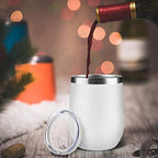 MEWAY 12oz/4 Pack Wine Tumbler Glasses with Lid - Stemless Double Wall Vacuum Stainless Steel Travel Tumbler - Keeping Cold & Hot for Wine,Coffee,Cocktails,Drinks-Family and Gifts (White,Set of 4) - Image 5