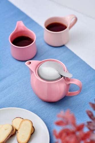 Zero Japan Bee House Round Teapot For One, 15 Oz - Ceramic Tea Pot with Stainless Steel Lid and Infuser, Smooth-Pour Spout, Diswasher and Microwave Safe Tea Pots (Rose) - Image 4
