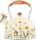 Sylfaen Tea Kettle for Stove Top, 2.5 Quart Floral Whistling Kettle, Beige by Sylfaen