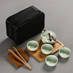 Ceramic Porcelain Kung Fu Travel Tea Set 3/5 Pcs Bag Box - Image 2