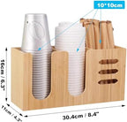 Cup and Lid Holder, Cup Dispenser with Coffee Pods Stand & Straw Organizer, Coffee Bar Organizer for Countertop, Disposable Cups Holder for Coffee Station, Bar, Home,Bamboo 08 - Image 2