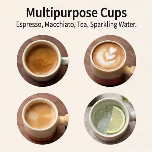 Ceramic Espresso Cups Wood Handle 2.4oz Set of 4 Square - Image 5