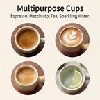 Ceramic Espresso Cups Wood Handle 2.4oz Set of 4 Square - Image 5