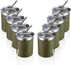 MEWAY 12oz/8Pack Coffee Mug With Lid, Insulated Stainless Steel Reusable Coffee Cup, Double Wall Durable Coffee Mug, Powder Coate，For Coffee, Beer, Home, Office(Army Green,8 Pack) - Image 5