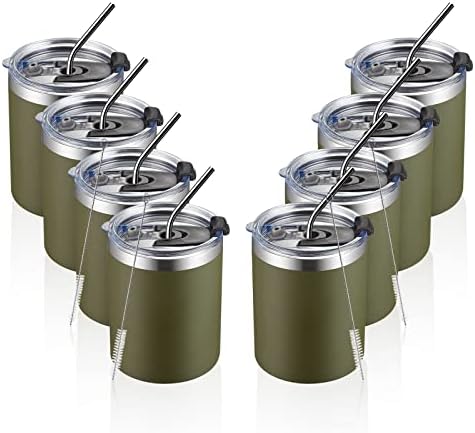 MEWAY 12oz/8Pack Coffee Mug With Lid, Insulated Stainless Steel Reusable Coffee Cup, Double Wall Durable Coffee Mug, Powder Coate，For Coffee, Beer, Home, Office(Army Green,8 Pack) - Image 5