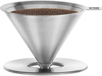 ZWILLING Sorrento Stainless Steel Pour Over Coffee Dripper with 12-oz Double-Wall Glass Coffee Mug, Coffee 2-pc Set - Image 4