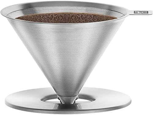ZWILLING Sorrento Stainless Steel Pour Over Coffee Dripper with 12-oz Double-Wall Glass Coffee Mug, Coffee 2-pc Set - Image 4